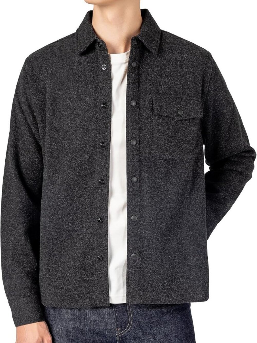 Men's Casual Long Sleeve Button-Up Shirt Jacket Overshirt for Everyday Wear